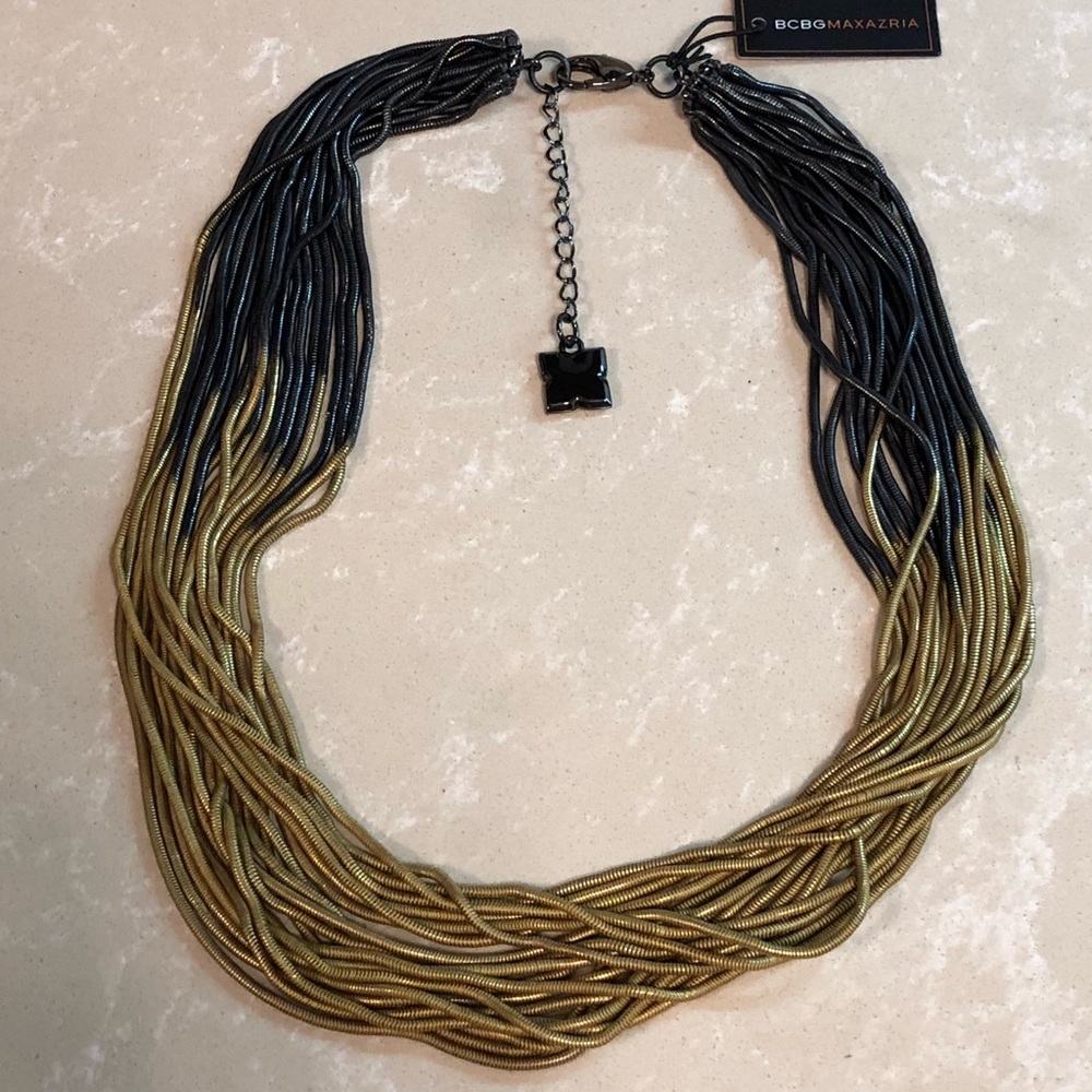 BCBG MAXAZRIA MULTI FRINGE CHAIN NECKLACE